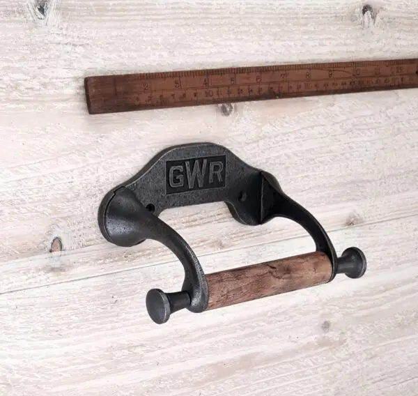 Adfix - Toilet Roll Holder GWR Long Arm Cast Antique Iron 150mm