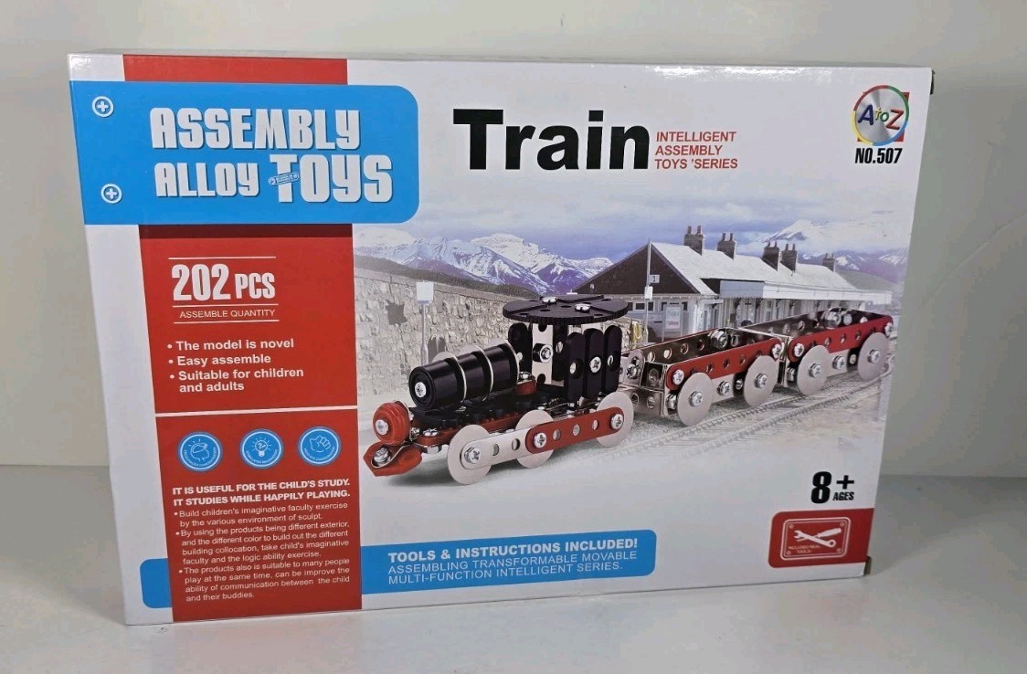 Build Your Own Metal Train 202 Pieces - Tools Included